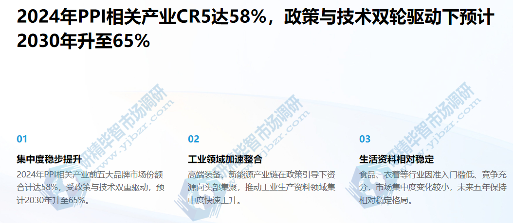 2024年PPI相关产业CR5达58%
